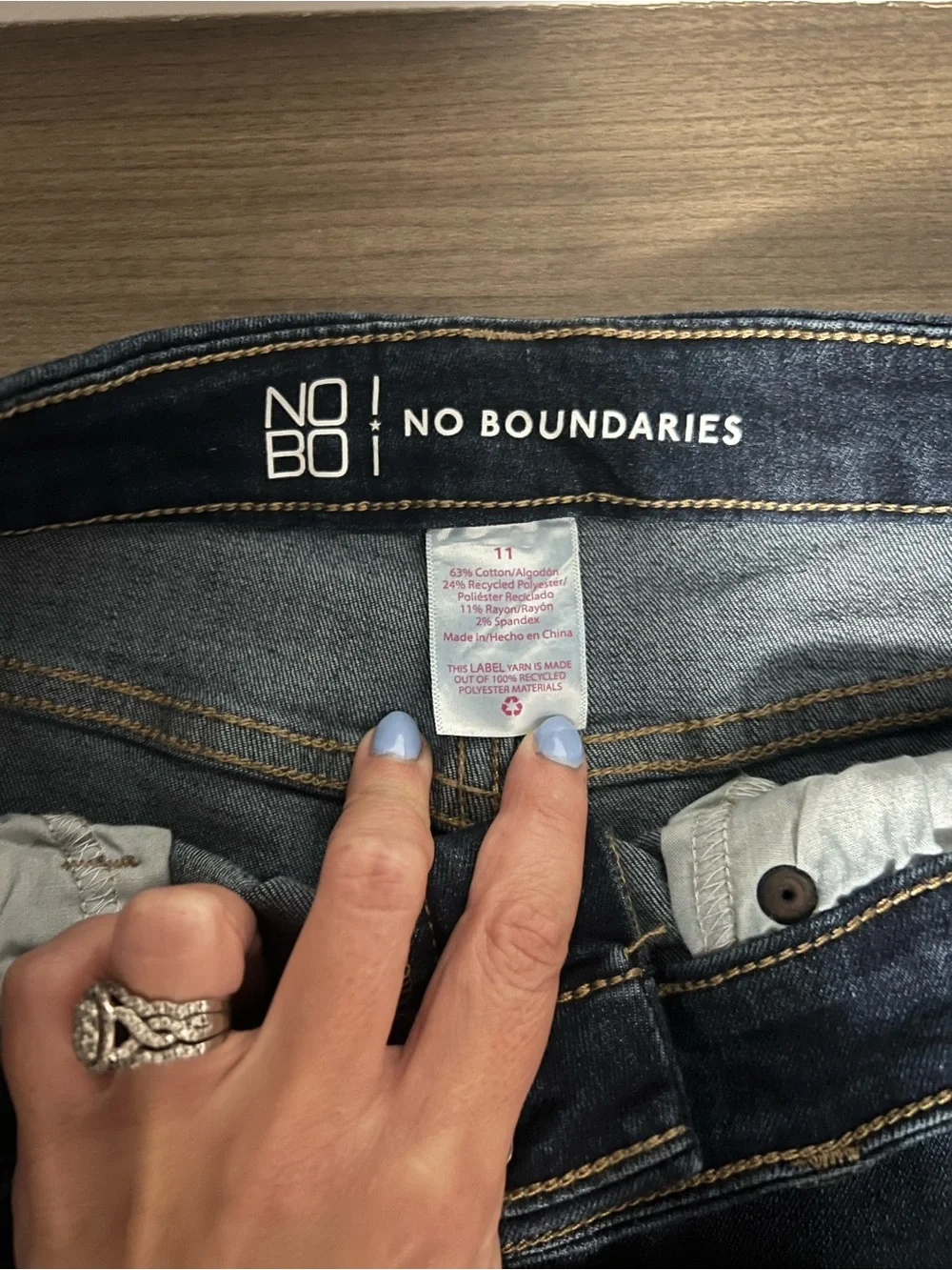 No Boundaries Dark Blue Rolled Cuff Denim Shorts